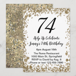 Elegante 74ª invitación de cumpleaños en negro y o