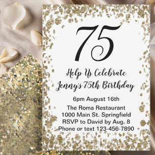 Elegante 75ª invitación de cumpleaños en negro y o