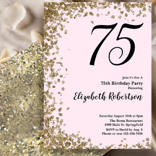 Elegante 75ª Invitación de cumpleaños Secuencias d