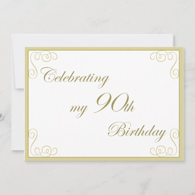 Elegante 90.ª invitación a la fiesta de cumpleaños (Anverso)