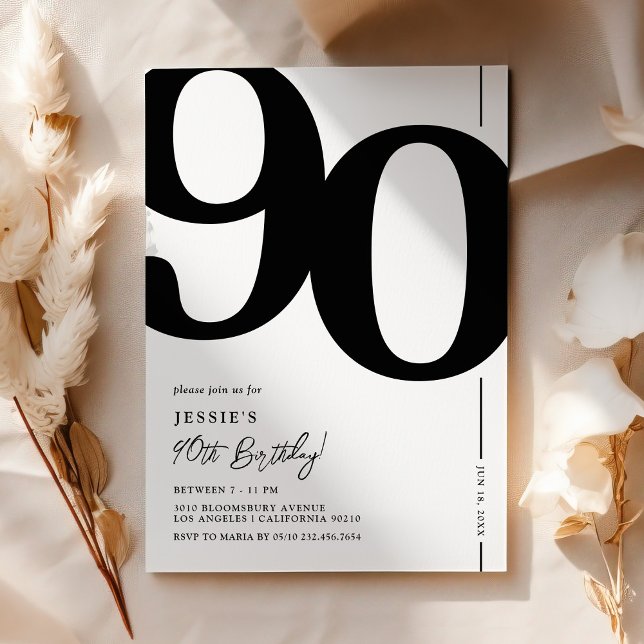 Elegante 90.ª Invitación a la fiesta de cumpleaños (Subido por el creador)
