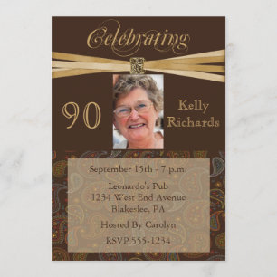 Elegante 90° cumpleaños - Invitaciones a la foto