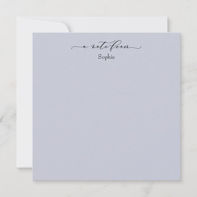 Elegante "A Note From" Tarjeta Simple Dusty Blue (Anverso)
