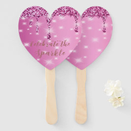 Elegante Abanico de Mano con Drip de Purpurina Ros