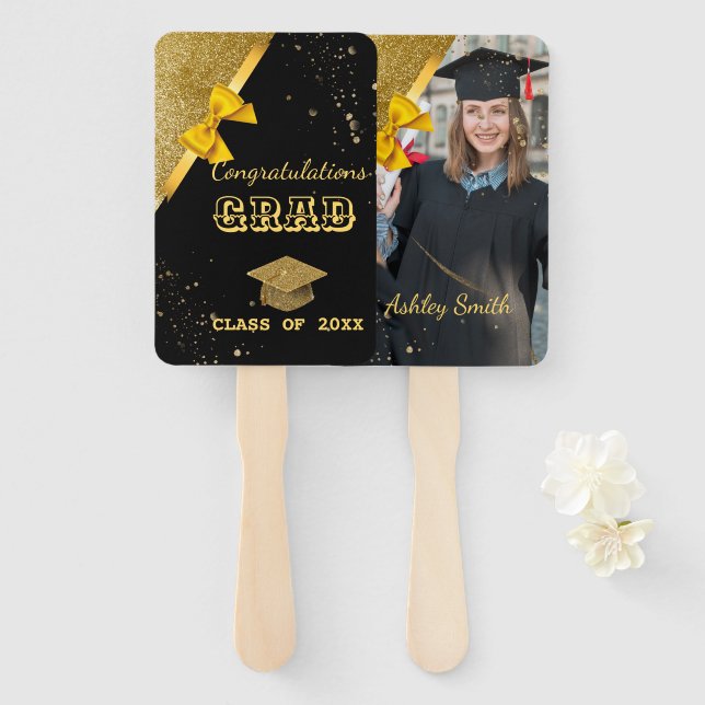 elegante Abanico de mano para graduación (Anverso y reverso)
