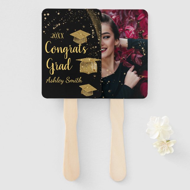 elegante Abanico de mano para graduación (Anverso y reverso)
