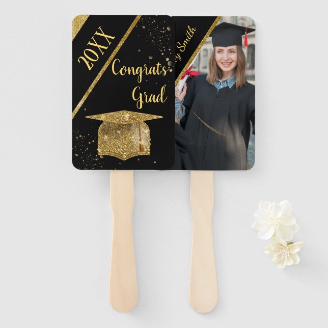 elegante Abanico de mano para graduación (Anverso y reverso)