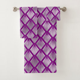 Elegante Abanico de Plata Púrpura Arte Deco Diaman