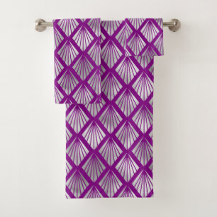 Elegante Abanico de Plata Púrpura Arte Deco Diaman