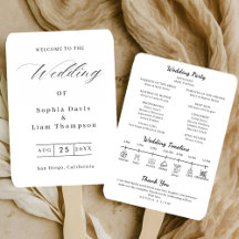 Elegante Abanico de Programa de Boda Minimalista N