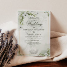 Elegante Abanico de Programa de Ceremonia de Boda