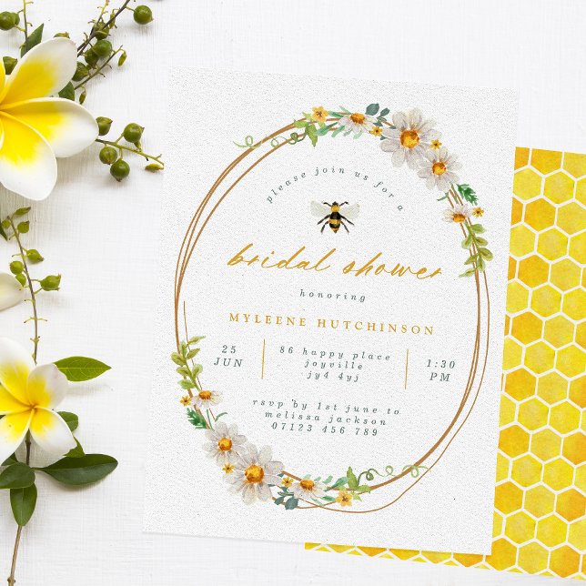 Elegante Abeja y Daisies Invitación a la ducha de  (Subido por el creador)