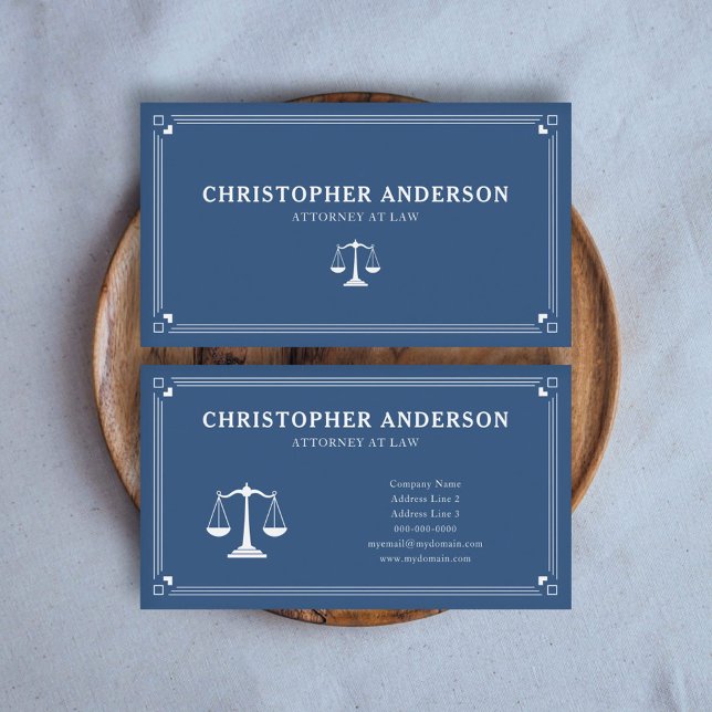 Elegante abogado en la tarjeta de visita Blue de L (Elegant Attorney at Law Blue Business Card)