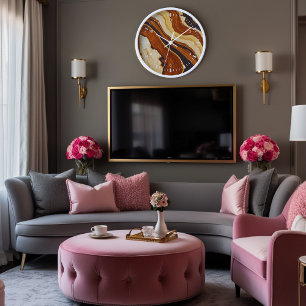 Elegante Abstracto Reloj De Muro De Giro Marrón