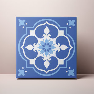Elegante acento de flor azul Azulejo
