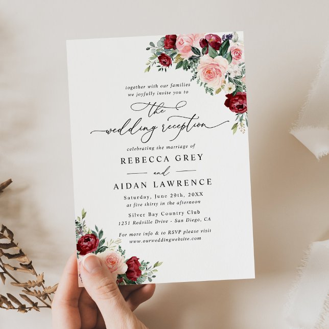 Elegante Acogida De Boda Floral Solo Invitación (Subido por el creador)