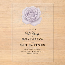 Elegante acrílico Rosa púrpura invitación a la bod