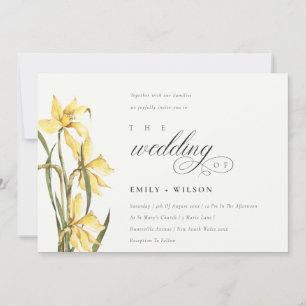 Elegante acuarela Amarillo Invitación a la boda de