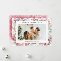 Elegante acuarela Berries Feliz Navidad