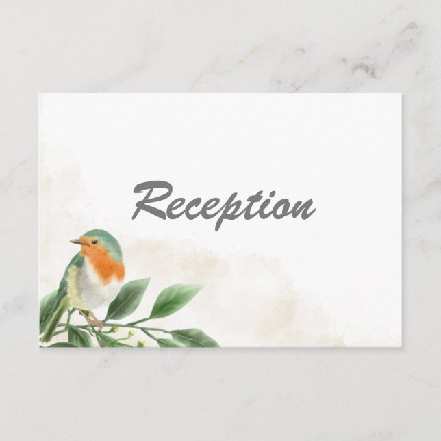 Elegante acuarela Bird Floral Wedding Recepción (Anverso)