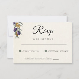 Elegante acuarela Boda de Oliva Tarjeta RSVP