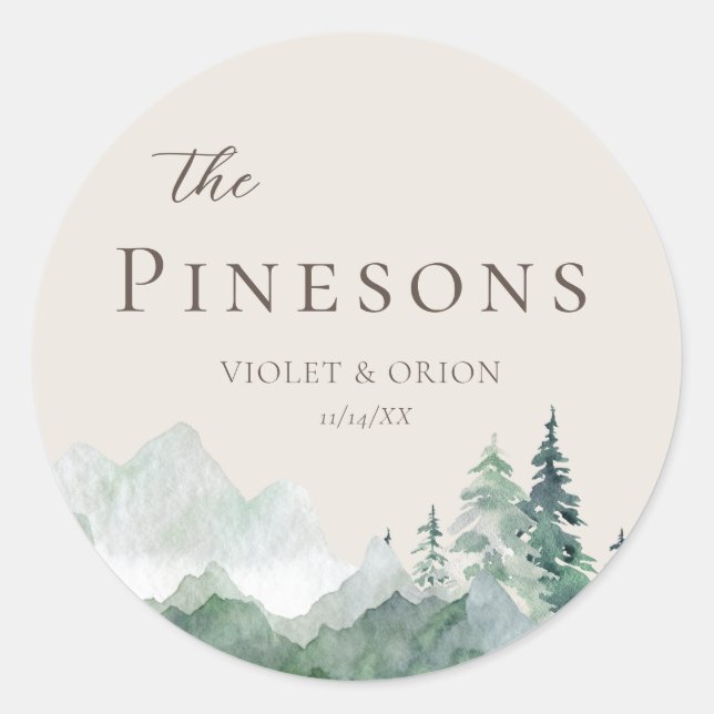 Elegante acuarela Boda Favor Pegatinas (Anverso)