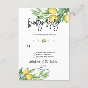 Elegante acuarela Boda limón escritura a mano RSVP