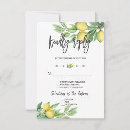 Elegante acuarela Boda limón escritura a mano RSVP