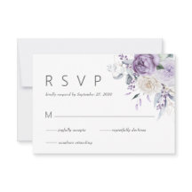 Elegante acuarela Boda Morada Floral RSVP