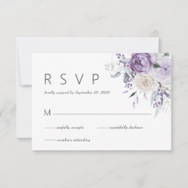 Elegante acuarela Boda Morada Floral RSVP
