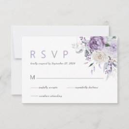 Elegante acuarela Boda Morada Floral RSVP