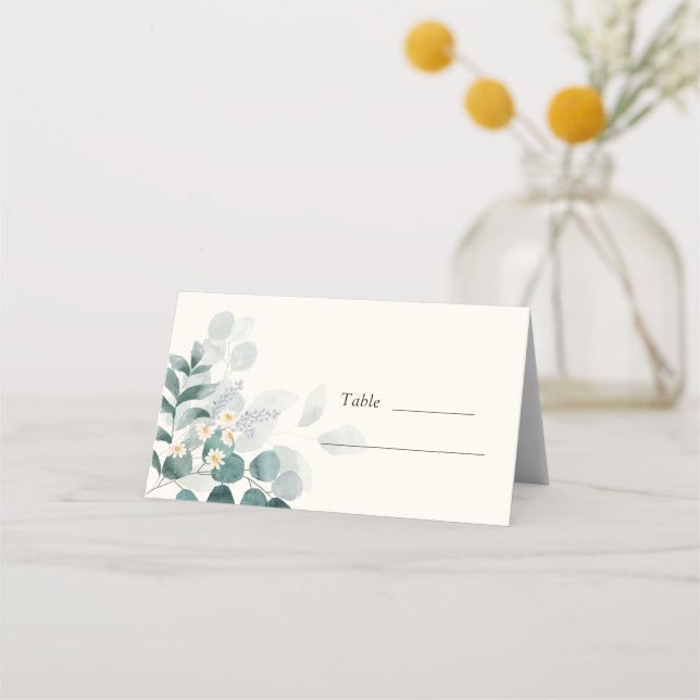 Elegante acuarela boda tarjeta de lugar plegado (Anverso)
