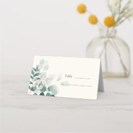 Elegante acuarela boda tarjeta de lugar plegado
