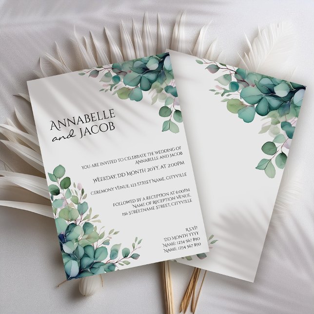 Elegante acuarela deja la invitación a la boda (Subido por el creador)