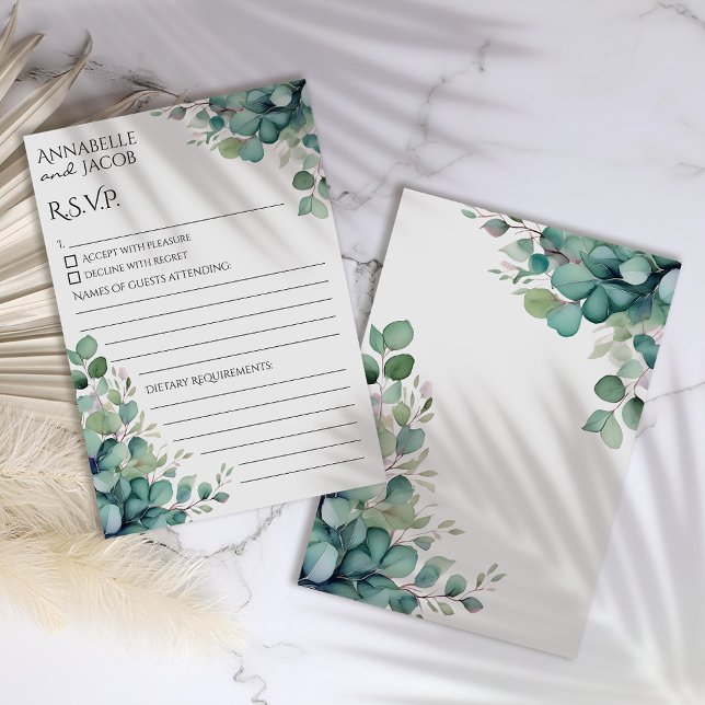 Elegante acuarela deja tarjeta RSVP (Subido por el creador)