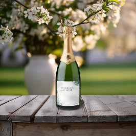 Elegante acuarela deja una etiqueta de vino espumo
