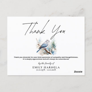 Elegante acuarela Dove Funeral Gracias Tarjeta