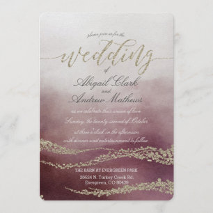 Elegante acuarela en la invitación a la boda de Cr
