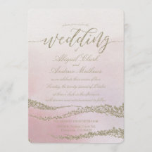 Elegante acuarela en la invitación a la boda de Ru