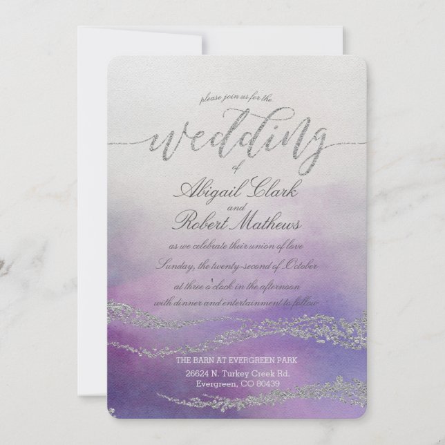 Elegante acuarela en la invitación a la boda orquí (Anverso)