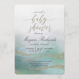 Elegante acuarela en la invitación de Ocean Baby S