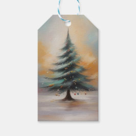 Elegante acuarela Etiqueta de regalo de árbol de N