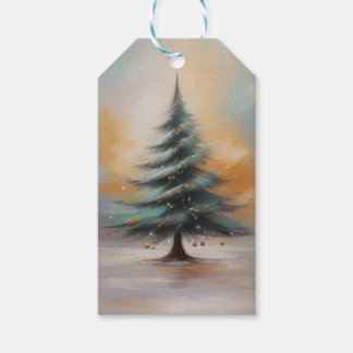 Elegante acuarela Etiqueta de regalo de árbol de N