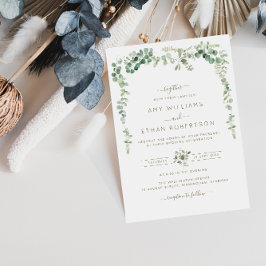 elegante acuarela eucalipto invitación a la boda