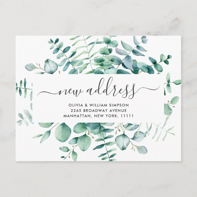 Elegante acuarela Eucalyptus Invitación en movimie (Anverso)