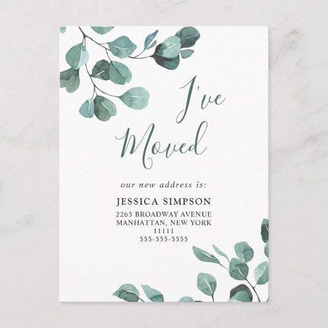 Elegante acuarela Eucalyptus Invitación en movimie (Anverso)