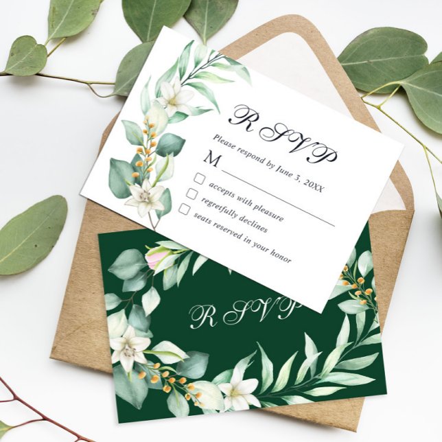 Elegante acuarela Eucalyptus Tarjeta RSVP (Subido por el creador)
