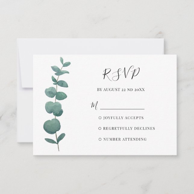Elegante acuarela Eucalyptus Tarjeta RSVP (Anverso)