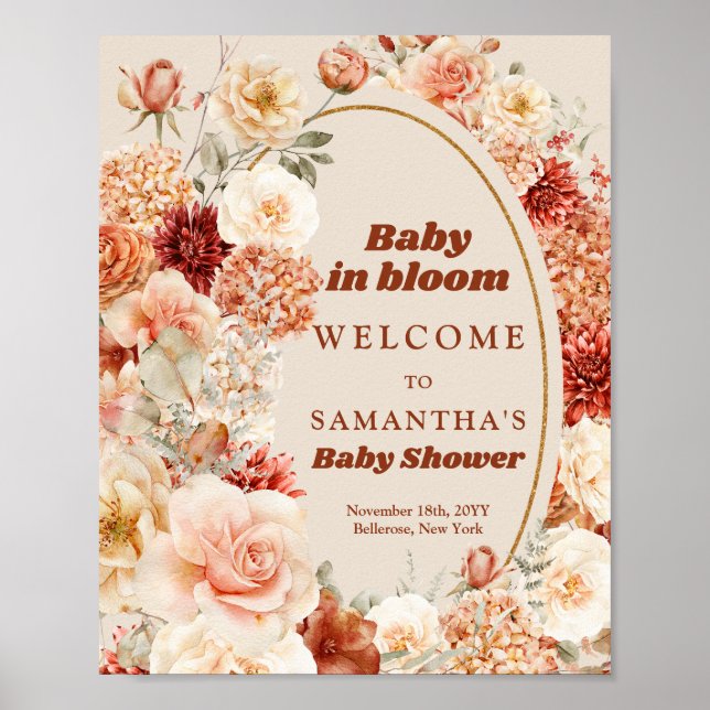 Elegante acuarela flor de jardín silvestre Señal d (Frente)