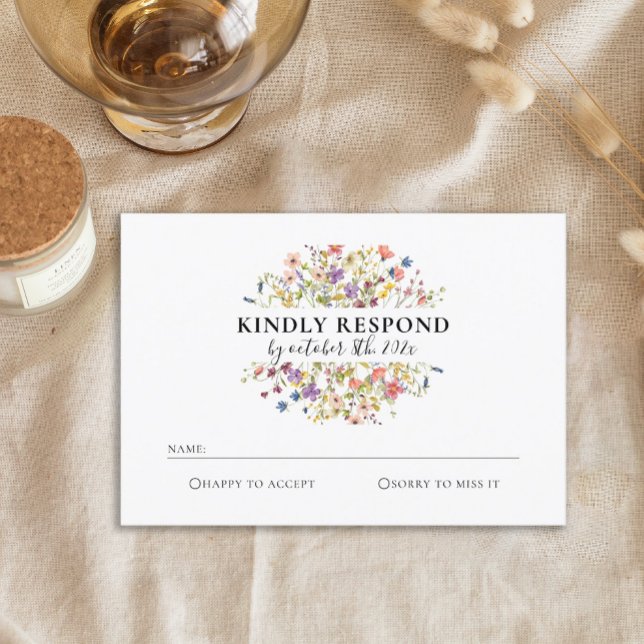 Elegante acuarela Flor salvaje Tarjeta RSVP (Subido por el creador)